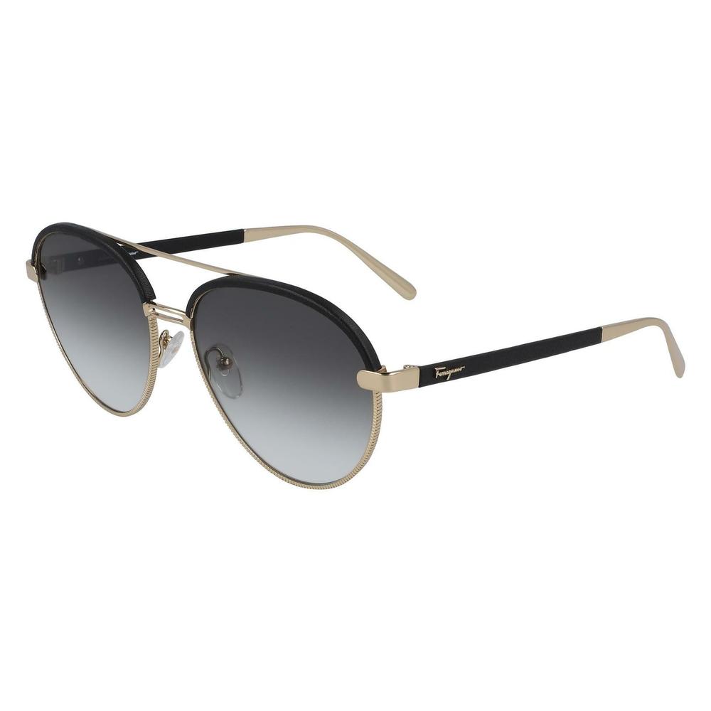 NEW SALVATORE FERRAGAMO SF 229SL 786 Rose Gold & Black Leather Sunglasses